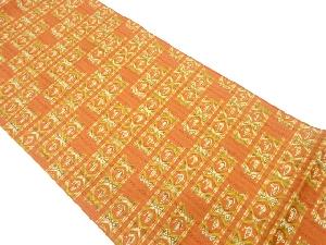 本場筑前博多銀糸変わり横段に鳥模様織出し名古屋帯